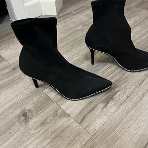 Coach Black Stiletto Boots with Silver Trim